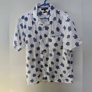 Tommy Hilfiger Mono Flower Short Sleeve Linen Shirt Large